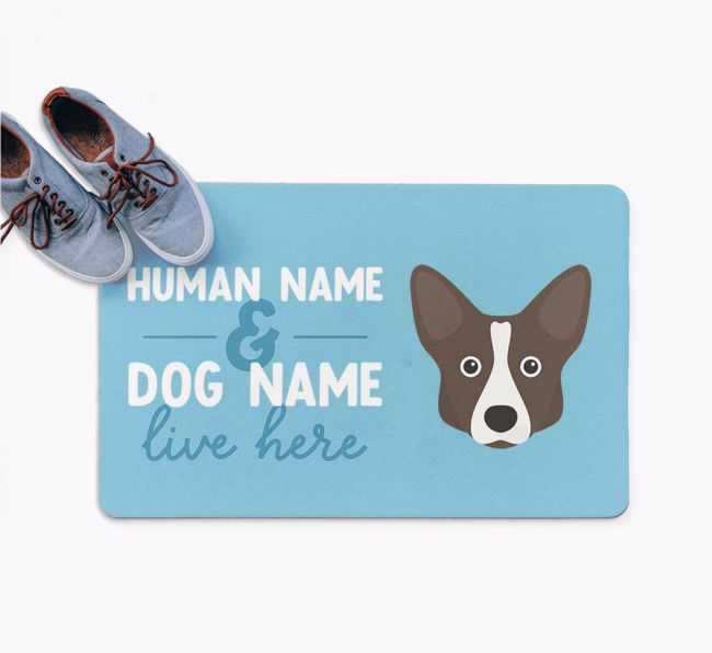 Human & Dog Live Here: Personalized {breedFullName} Doormat